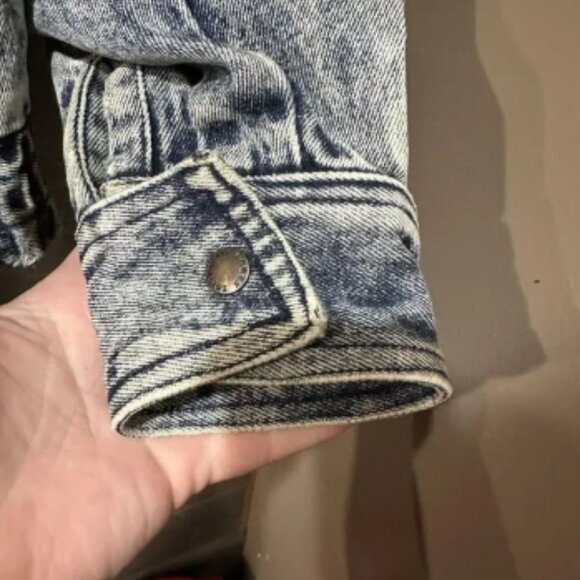 Vintage Urban Equipment Retro Acid Washed Blue Denim Jacket Mens Large / XL - Picture 7 of 16